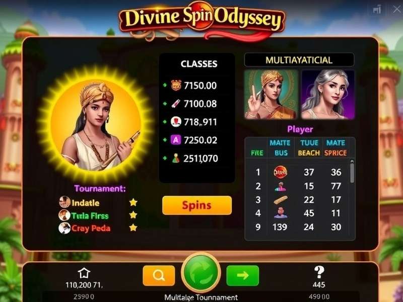 Divine Spin Odyssey gameplay screenshot showing Indian-themed interface